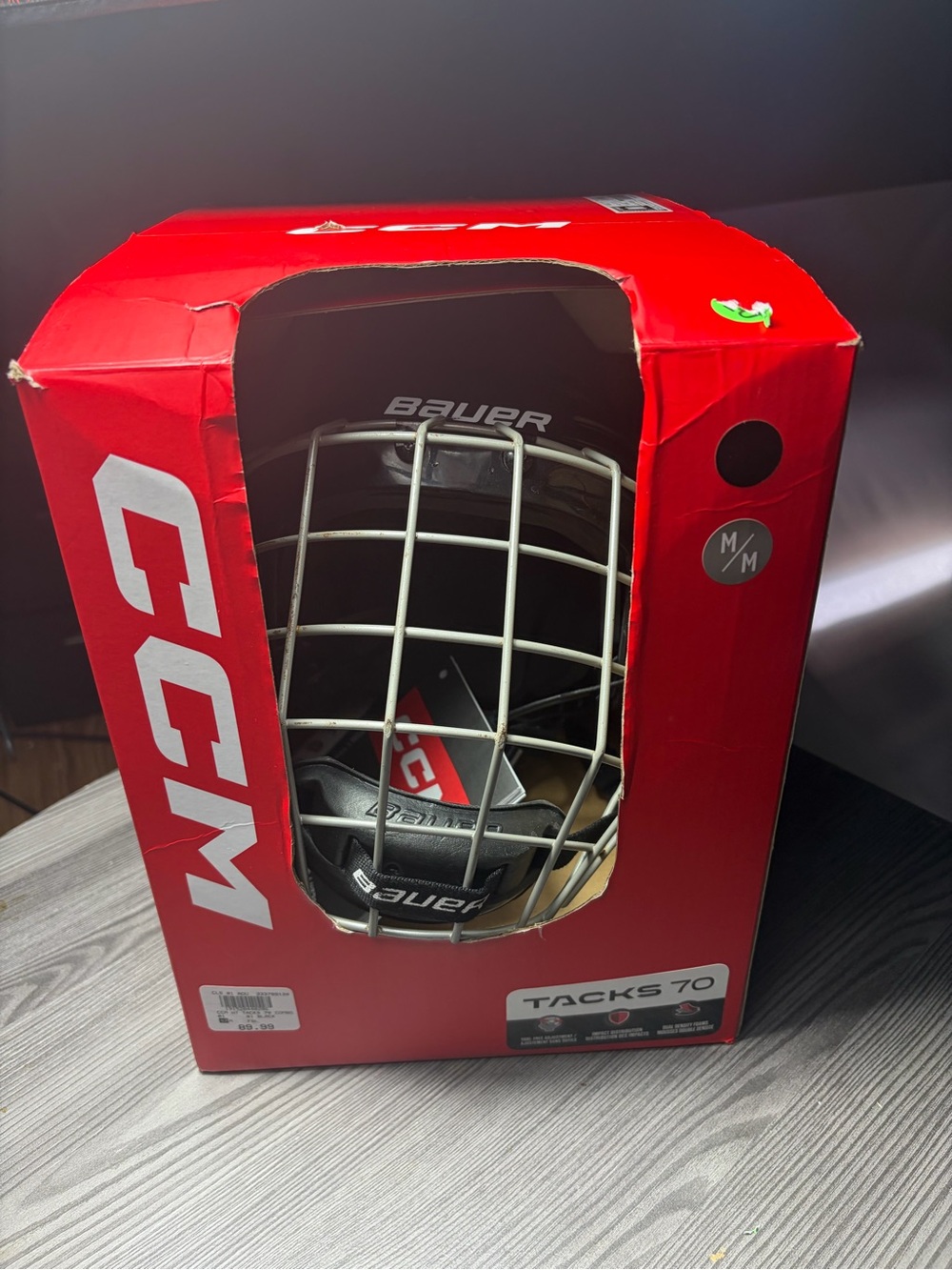 CCM Tacks 70 Senior Hockey Helmet Combo Black Medium M 56-60cm w/ Cage